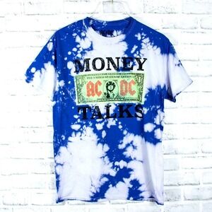 ACDC T Shirt Unisex Small Money Talks Blue Tie Dye Band Licensed Music Tee Merch